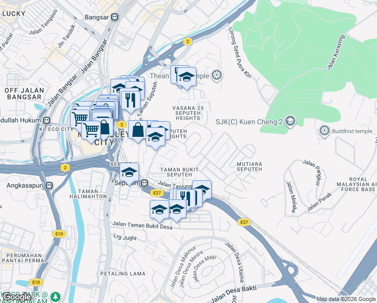 map of restaurants, bars, coffee shops, grocery stores, and more near in Kuala Lumpur