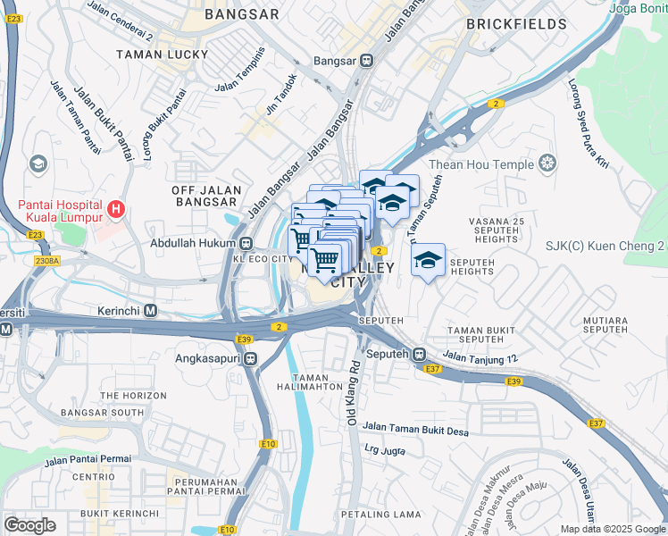 map of restaurants, bars, coffee shops, grocery stores, and more near Lingkaran Syed Putra in Kuala Lumpur