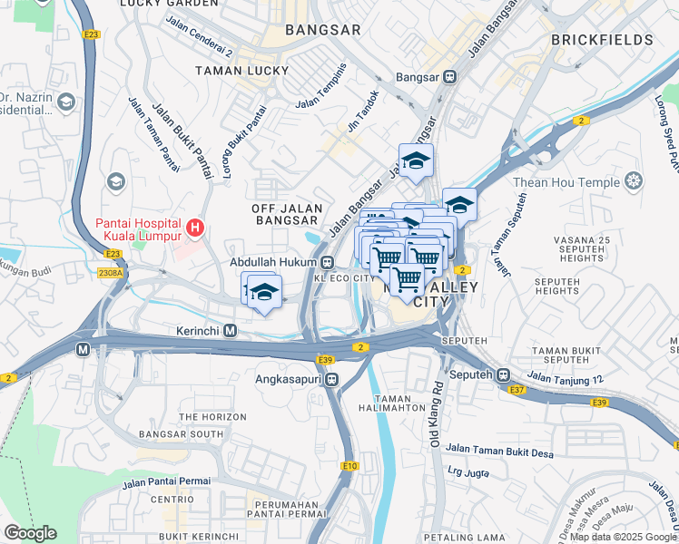 map of restaurants, bars, coffee shops, grocery stores, and more near in Kuala Lumpur