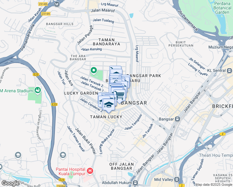 map of restaurants, bars, coffee shops, grocery stores, and more near 48 Jalan Telawi in Kuala Lumpur