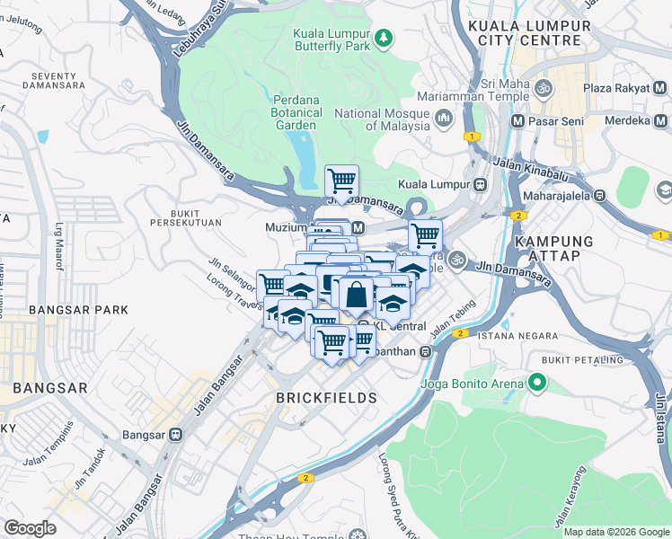 map of restaurants, bars, coffee shops, grocery stores, and more near Jalan Stesen Sentral in Kuala Lumpur