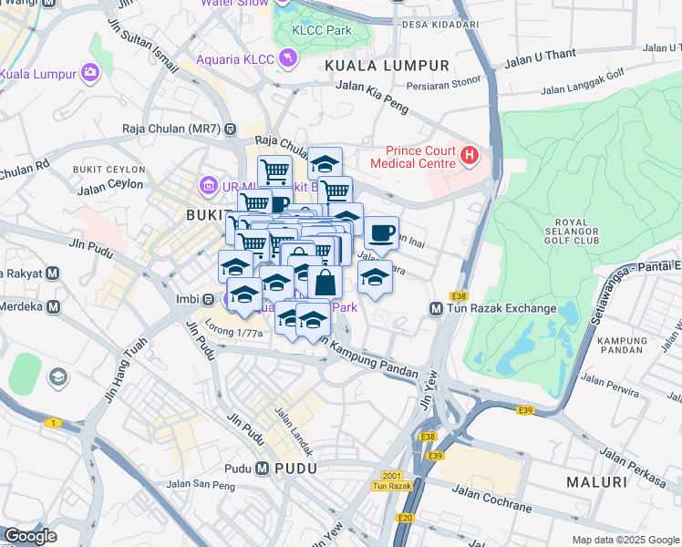 map of restaurants, bars, coffee shops, grocery stores, and more near 8 Jalan Barat in Kuala Lumpur