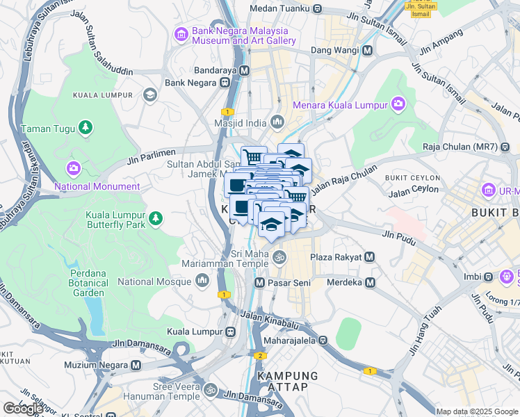 map of restaurants, bars, coffee shops, grocery stores, and more near Leboh Pasar Besar in Kuala Lumpur