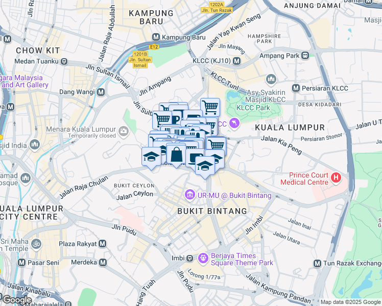 map of restaurants, bars, coffee shops, grocery stores, and more near 27 Jalan Sultan Ismail in Kuala Lumpur
