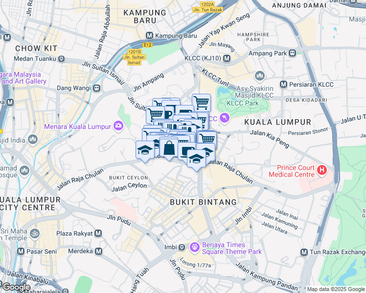 map of restaurants, bars, coffee shops, grocery stores, and more near 27 Jalan Sultan Ismail in Kuala Lumpur