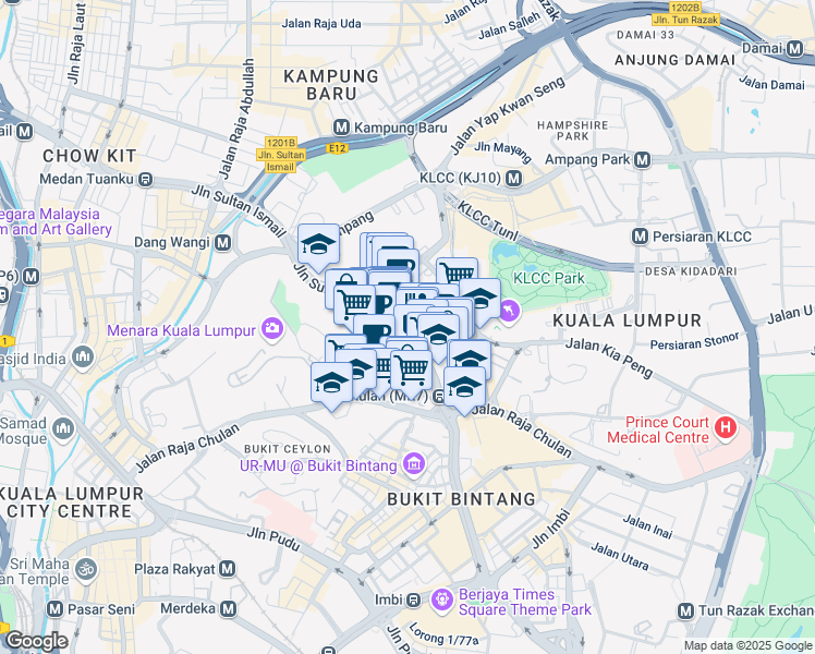 map of restaurants, bars, coffee shops, grocery stores, and more near 17 Jalan Sultan Ismail in Kuala Lumpur