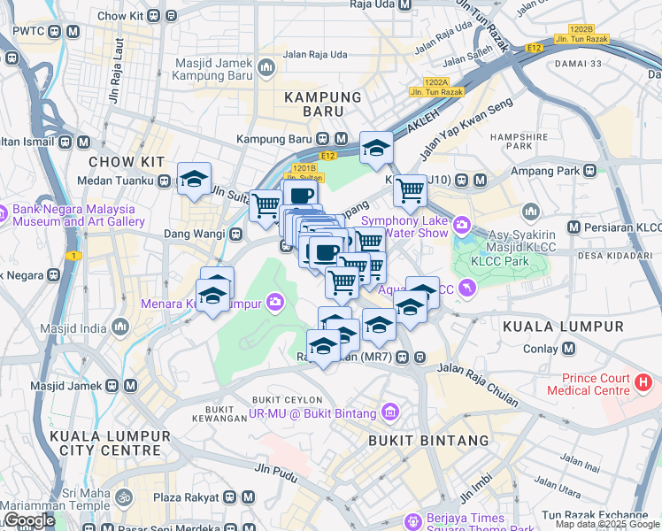 map of restaurants, bars, coffee shops, grocery stores, and more near 8 Jalan Sultan Ismail in Kuala Lumpur