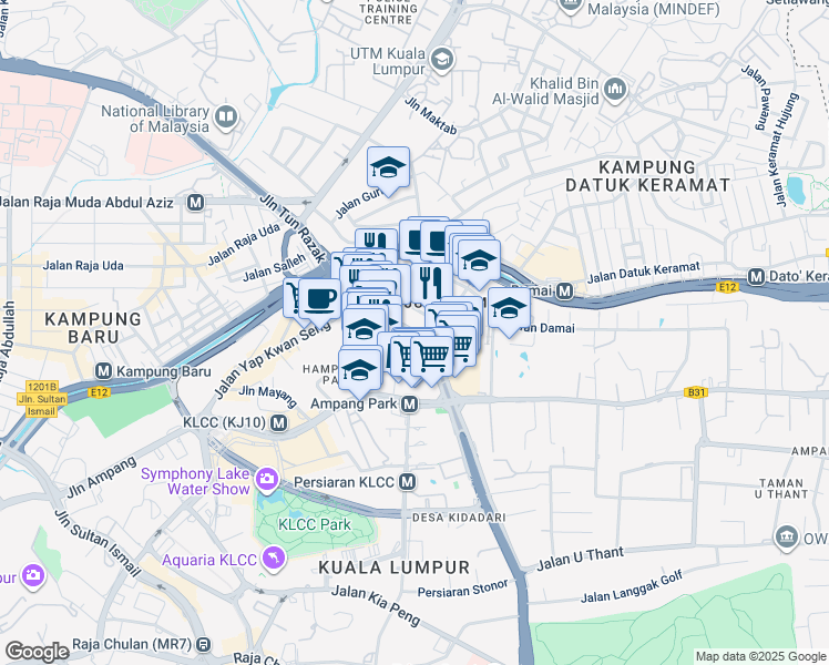 map of restaurants, bars, coffee shops, grocery stores, and more near 82 Jalan Tun Razak in Kuala Lumpur