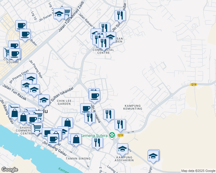 map of restaurants, bars, coffee shops, grocery stores, and more near 500 Bukit Orang Park Road in Bintulu