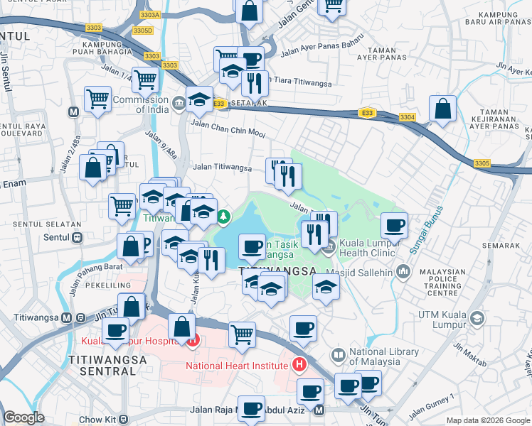 map of restaurants, bars, coffee shops, grocery stores, and more near in Kuala Lumpur