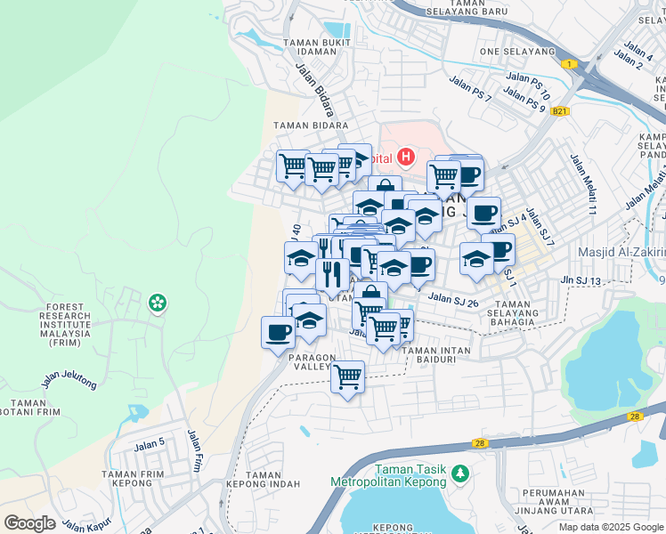 map of restaurants, bars, coffee shops, grocery stores, and more near in 