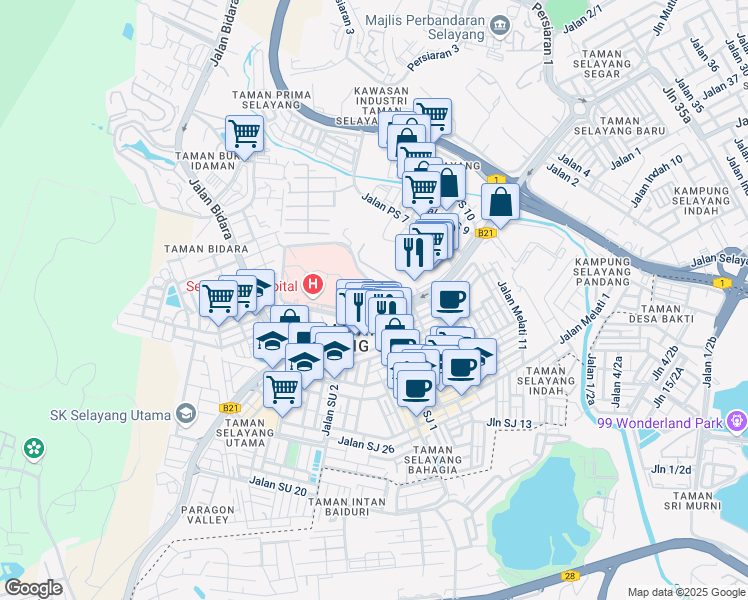 map of restaurants, bars, coffee shops, grocery stores, and more near Lebuhraya Selayang - Kepong in Batu Caves
