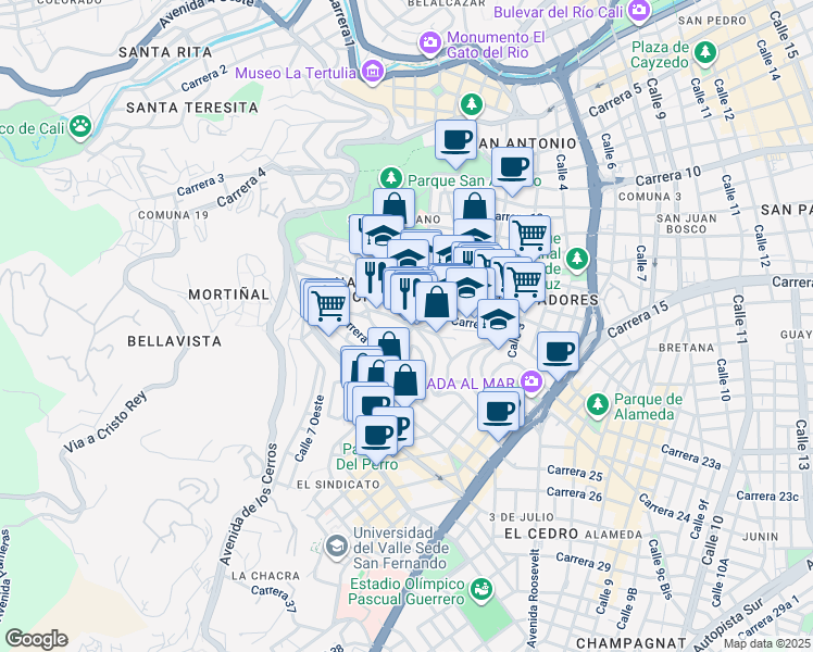 map of restaurants, bars, coffee shops, grocery stores, and more near 4 Carrera 23 in Cali