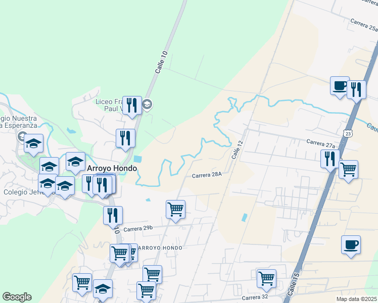map of restaurants, bars, coffee shops, grocery stores, and more near 28a346 Calle 11 in Yumbo