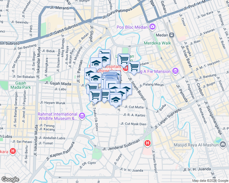 map of restaurants, bars, coffee shops, grocery stores, and more near 9 Jalan KH. Zainul Arifin in Kota Medan