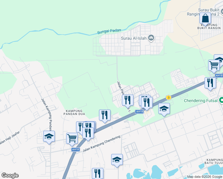 map of restaurants, bars, coffee shops, grocery stores, and more near 16 Lorong Pandan Indah 1/8 in Kuantan
