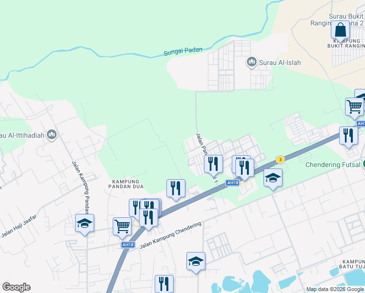 map of restaurants, bars, coffee shops, grocery stores, and more near 16 Lorong Pandan Indah 1/8 in Kuantan