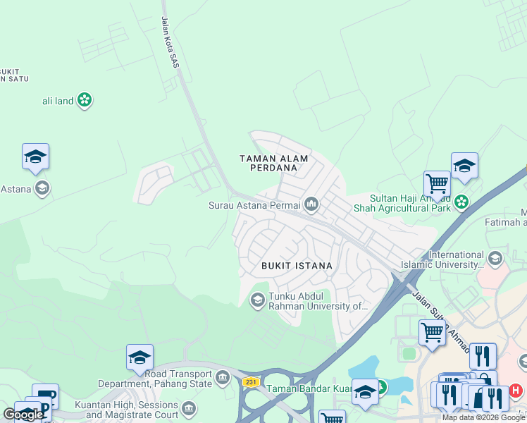 map of restaurants, bars, coffee shops, grocery stores, and more near in Kuantan