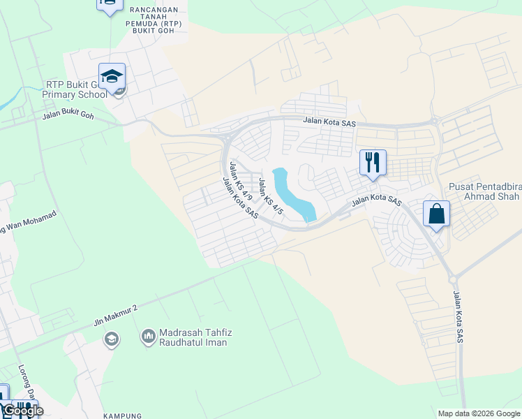 map of restaurants, bars, coffee shops, grocery stores, and more near 11 Jalan KS 4/6 in Kuantan
