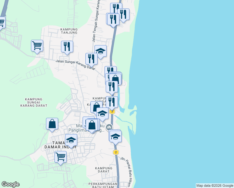 map of restaurants, bars, coffee shops, grocery stores, and more near Jalan Kuantan - Kemaman in Kuantan