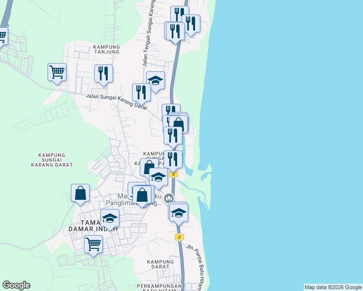 map of restaurants, bars, coffee shops, grocery stores, and more near Jalan Kuantan - Kemaman in Kuantan