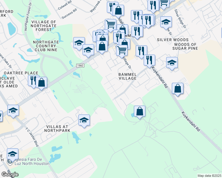 map of restaurants, bars, coffee shops, grocery stores, and more near 2638 Kiplands Way Drive in Houston
