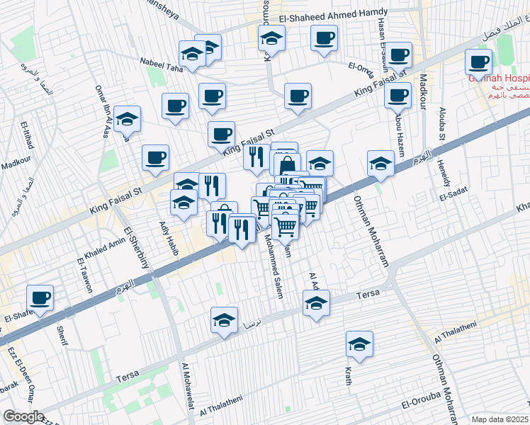 map of restaurants, bars, coffee shops, grocery stores, and more near in El Talbia