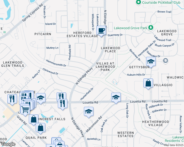 map of restaurants, bars, coffee shops, grocery stores, and more near 15835 Collinsville Drive in Tomball
