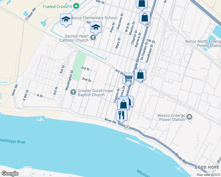 map of restaurants, bars, coffee shops, grocery stores, and more near 215 Clayton Drive in Norco