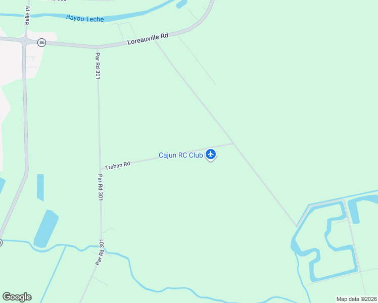 map of restaurants, bars, coffee shops, grocery stores, and more near Trahan Road in Iberia Parish