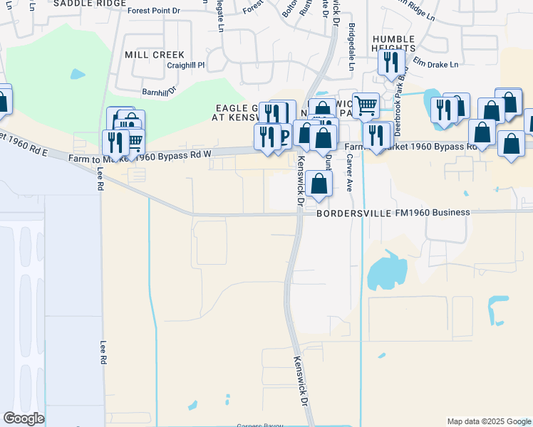 map of restaurants, bars, coffee shops, grocery stores, and more near 8091-8153 Business Farm to Market Road 1960 A in Humble