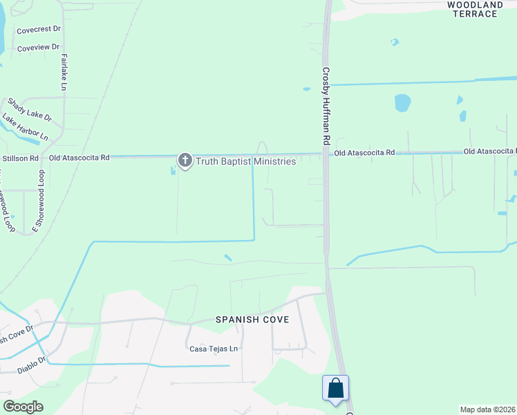map of restaurants, bars, coffee shops, grocery stores, and more near 22519 Farm to Market 2100 in Crosby
