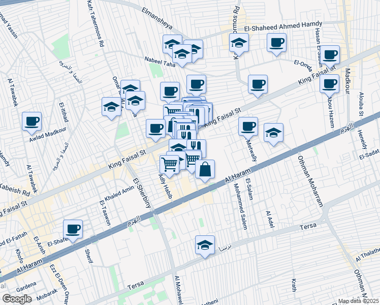 map of restaurants, bars, coffee shops, grocery stores, and more near Hasan Mohammed in El Talbia
