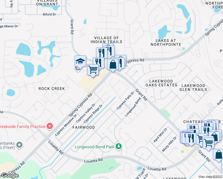 map of restaurants, bars, coffee shops, grocery stores, and more near 13943 Fairwood Springs Drive in Cypress