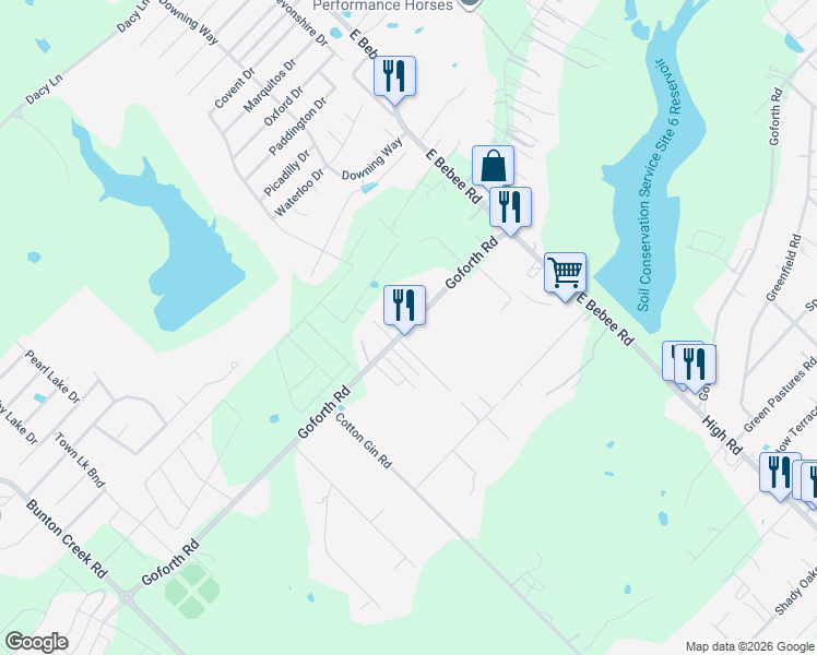 map of restaurants, bars, coffee shops, grocery stores, and more near 1999 Goforth Road in Kyle