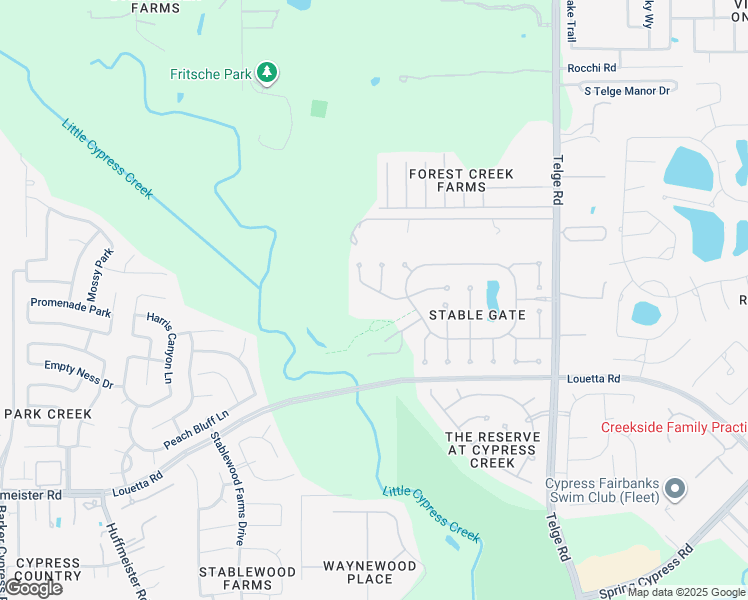 map of restaurants, bars, coffee shops, grocery stores, and more near 15727 Stable Creek Circle in Cypress