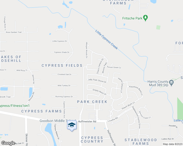 map of restaurants, bars, coffee shops, grocery stores, and more near 16914 Promenade Park in Cypress