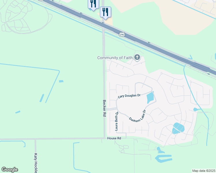 map of restaurants, bars, coffee shops, grocery stores, and more near 16343 Tyler Reach Drive in Hockley