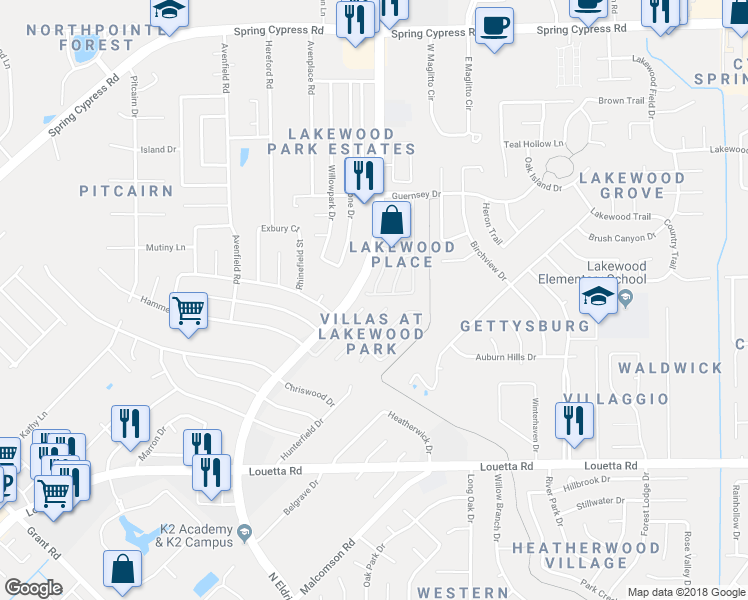 map of restaurants, bars, coffee shops, grocery stores, and more near 12219 Medina Lake Drive in Tomball