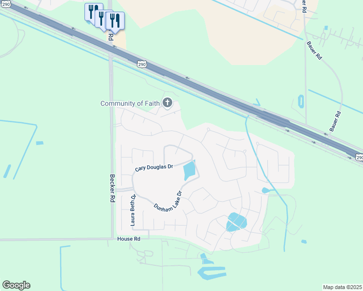 map of restaurants, bars, coffee shops, grocery stores, and more near 31734 Sydney Creek Drive in Hockley