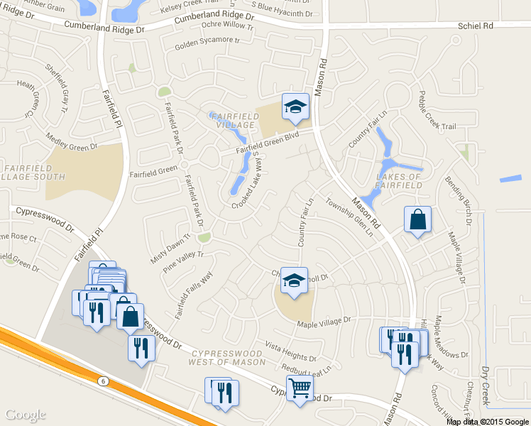 map of restaurants, bars, coffee shops, grocery stores, and more near 15907 Cumberland Oak Court in Cypress