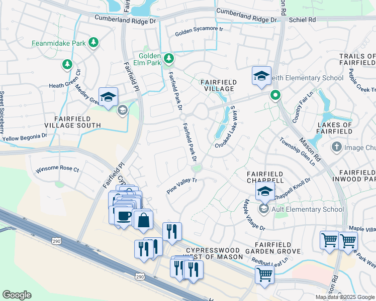 map of restaurants, bars, coffee shops, grocery stores, and more near 21526 Oak Arbor Way in Cypress