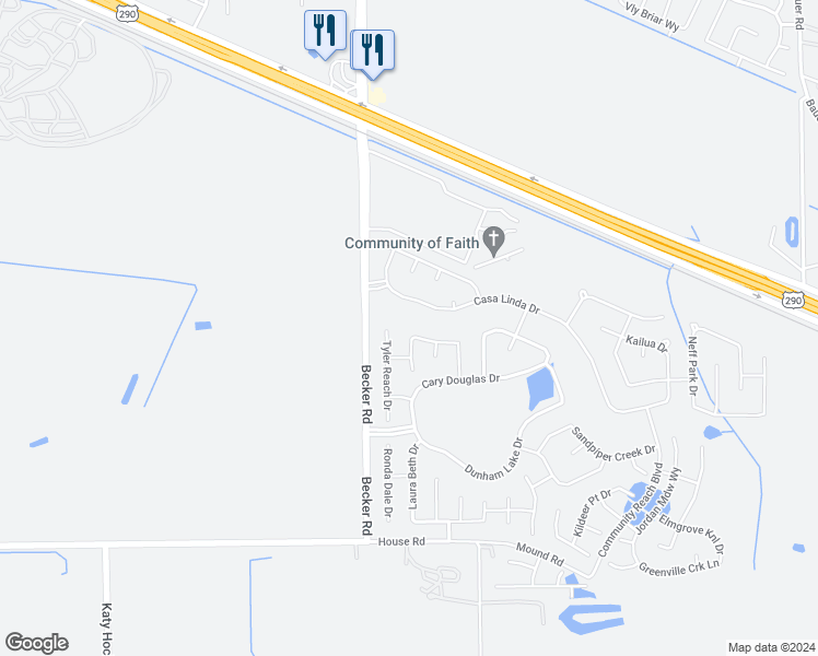 map of restaurants, bars, coffee shops, grocery stores, and more near 32018 Woodway Pines Drive in Hockley