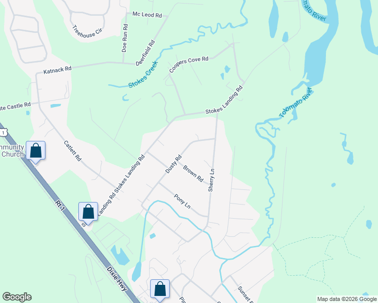 map of restaurants, bars, coffee shops, grocery stores, and more near 349 Dusty Road in St. Augustine