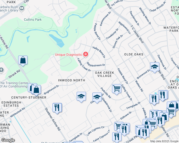 map of restaurants, bars, coffee shops, grocery stores, and more near 3903 Brightwood Drive in Houston