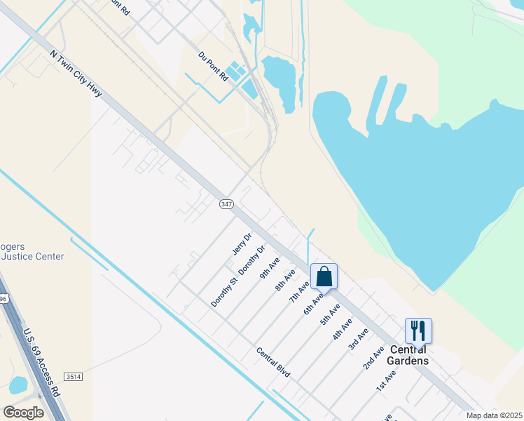 map of restaurants, bars, coffee shops, grocery stores, and more near 4424 Texas 347 in Nederland