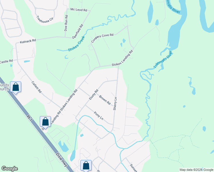 map of restaurants, bars, coffee shops, grocery stores, and more near 349 Dusty Road in St. Augustine