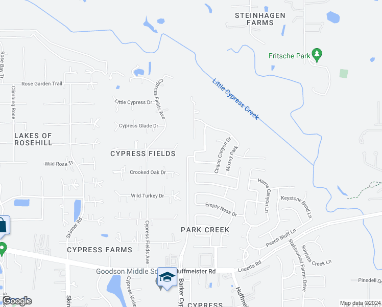 map of restaurants, bars, coffee shops, grocery stores, and more near 16938 Sedum GRN in Cypress
