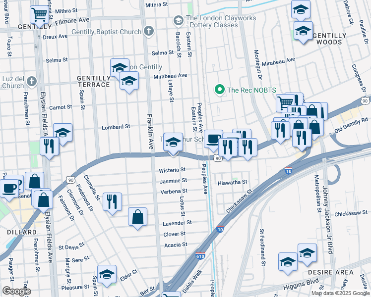 map of restaurants, bars, coffee shops, grocery stores, and more near in New Orleans