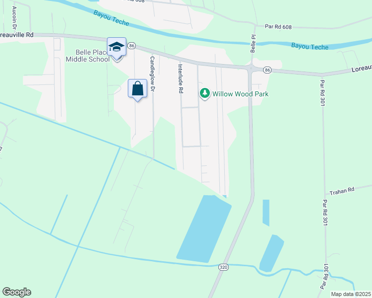 map of restaurants, bars, coffee shops, grocery stores, and more near 517 Interlude Road in New Iberia